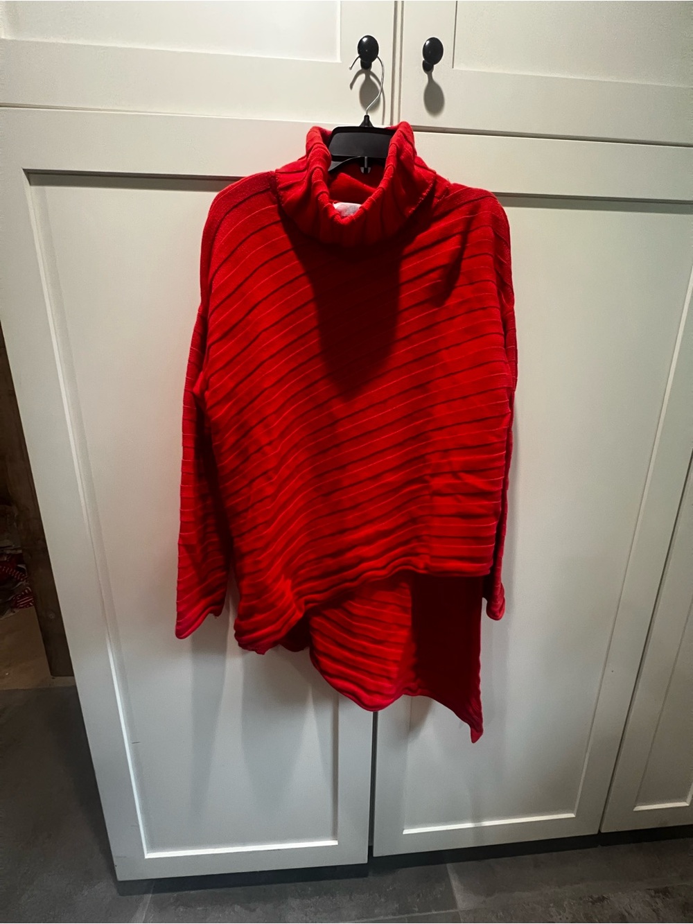 FP Beach Free People Red Ribbed Cowl Neck Hi-Low Pullover Sweater size M
